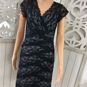 Elegant Helene Blake Beaded Black Lace Dress Size 10